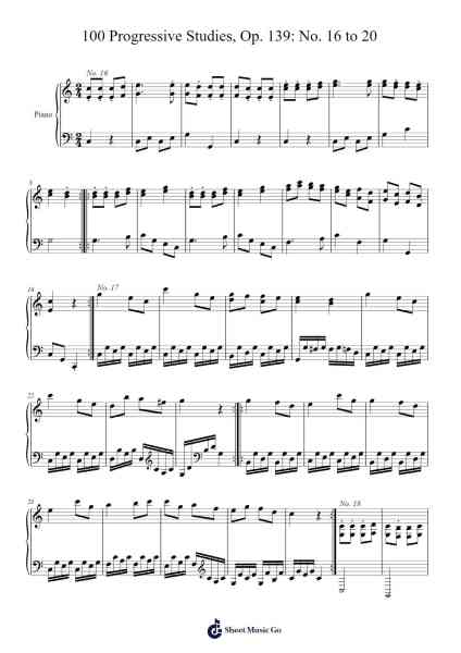 100 Progressive Studies, Op. 139: No. 16 to 20 Sheet Music by Carl Czerny-Arr.Kyleyy