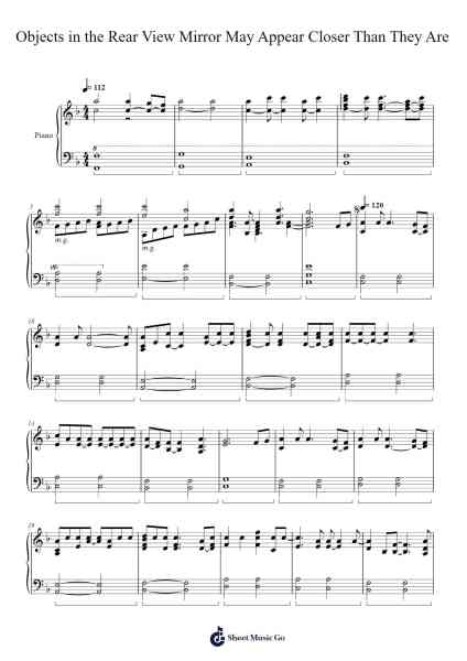 Objects in the Rear View Mirror May Appear Closer Than They Are Sheet Music by Meat Loaf-Arr.Georfoe