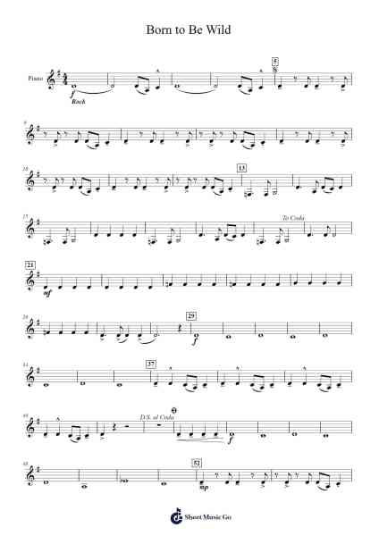 Born to Be Wild Sheet Music by Steppenwolf-Arr.Wheenan