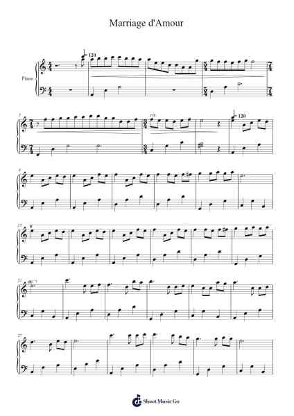 Marriage d'Amour Sheet Music by Paul de Senneville-Arr.Reygess