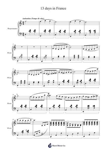 13 days in France Sheet Music by Francis Lai-Arr.Hawhe