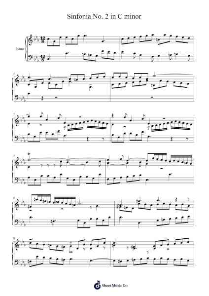 Sinfonia No. 2 in C Minor, BWV 788 Sheet Music by Johann Sebastian Bach-Arr.Charfra Tesscer
