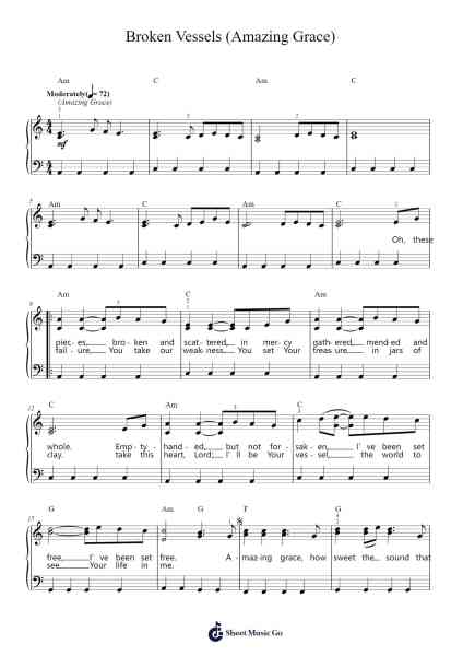 Broken Vessels (Amazing Grace) Musica per pianoforte di Hillsong Worship - Arr.Lilrald