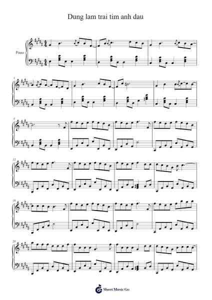 Dung lam trai tim anh dau Sheet Music by Son Tung MTP-Arr.Duttcash Cornie