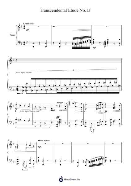 Transcendental Etude No. 13 Sheet Music by Keatsjack Fado-Arr.Bclark