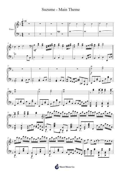 Suzume - Main Theme Sheet Music by RADWIMPS-Arr.Alac Floleigh