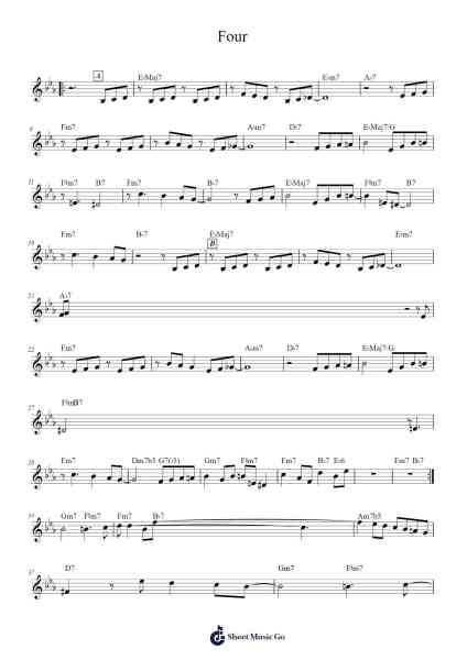Four Sheet Music by Miles Davis-Arr.Egbeau