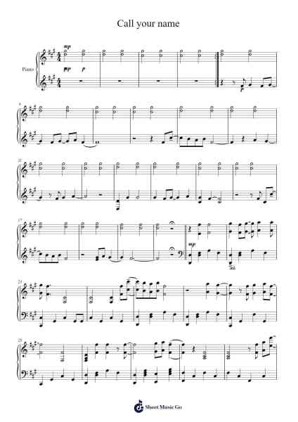 Call your name Sheet Music by Hiroyuki Sawano-Arr.Brumaud