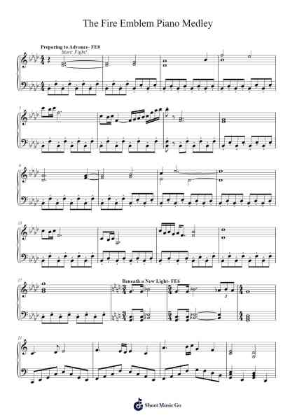 The Fire Emblem Piano Medley Sheet Music by undefined-Arr.Larlice Hewphil