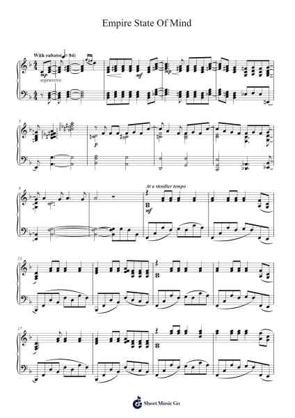 Empire State Of Mind Sheet Music by Alicia Keys/Shawn Carter-Arr.Maltzster Colcott