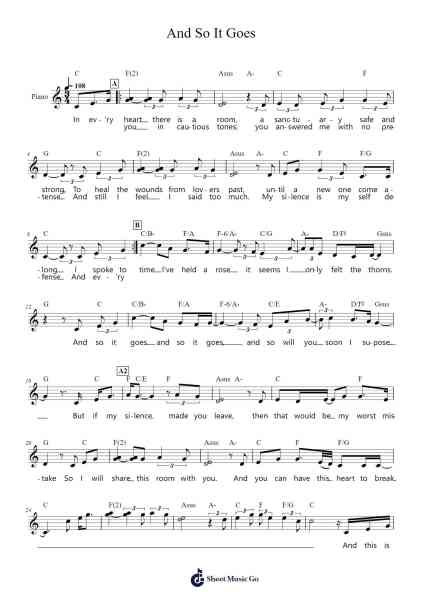 And So It Goes Sheet Music by Billy Joel-Arr.Croftslop