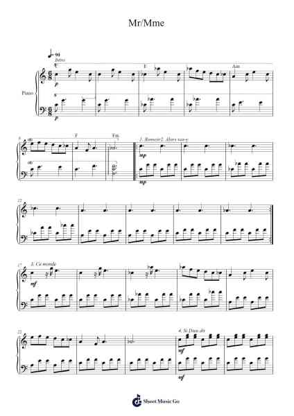 Mr/Mme Sheet Music by Loïc Nottet-Arr.Bettiane Rexpoe