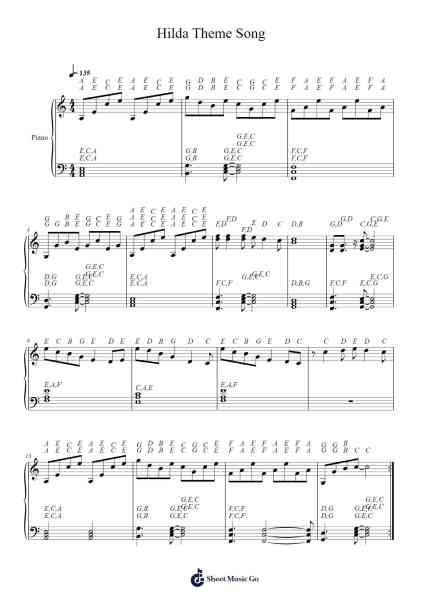Hilda Theme Song Sheet Music by Putu Agi Karasugi-Arr.Bonnes Junemiah
