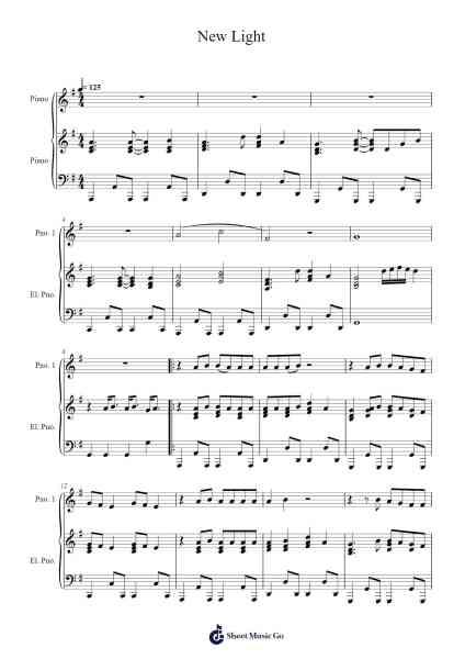New Light Musica per pianoforte di John Mayer - Arr.Fordniah