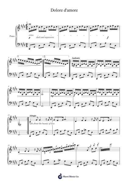 Dolore d'amore Sheet Music by Joubooth Finrine-Arr.Tomholt Sharpvans