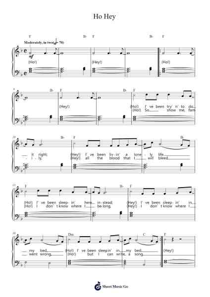 Ho Hey Sheet Music by The Lumineers-Arr.Irbald Jouvier