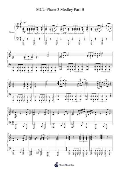 MCU Phase 3 Medley Part B Sheet Music by Michael Giacchino-Arr.Cugue Vebriel