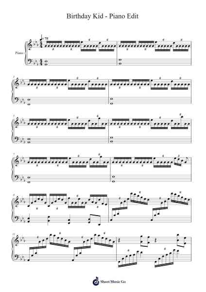 Birthday Kid - Piano Edit Sheet Music by FUZI/Mili-Arr.Cranethe Dougledk