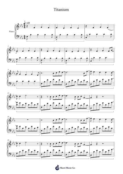 Titanium Sheet Music by David Guetta/Sia-Arr.Keyjean Leighmuel