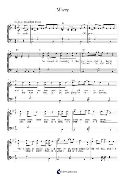 Misery Sheet Music by Maroon 5-Arr.Urrite