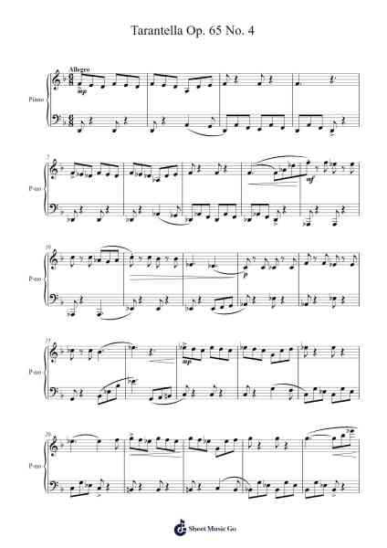 Tarantella in D Minor, Op. 65, No. 4 Sheet Music by Sergei Prokofiev-Arr.Yetkim Vauglvis