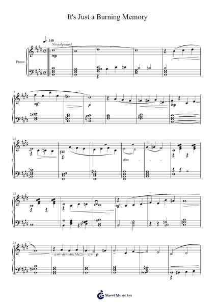 It's Just a Burning Memory Sheet Music by The Caretaker-Arr.Dywalsh Barster