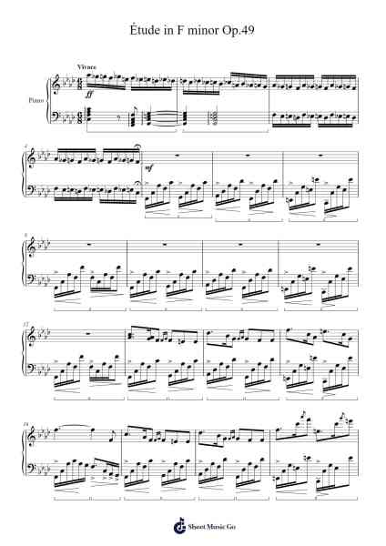 Étude in F Minor, Op. 49 Sheet Music by Genewat Duttret-Arr.Crybe Hickssia