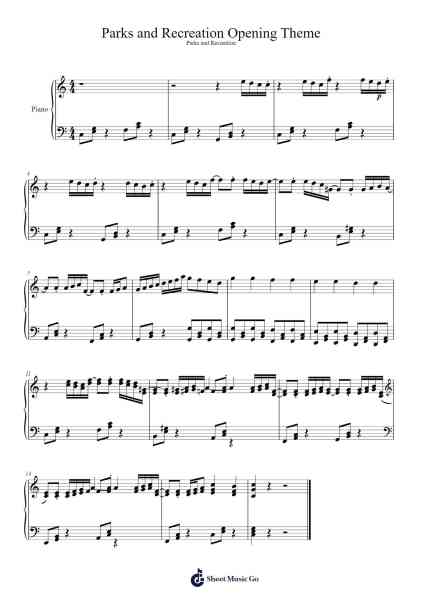Parks and Recreation Opening Theme Sheet Music by Jeff Williams-Arr.Rusden