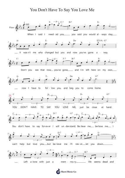 You Don't Have to Say You Love Me Sheet Music by Pino Donaggio-Arr.O'Cady Bobde