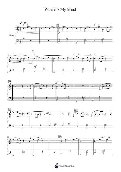 Where Is My Mind Sheet Music by Pixies-Arr.Jacthel