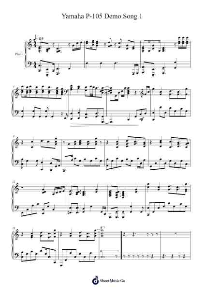 Yamaha P-105 Demo Song 1 Sheet Music by Hoowill Nogrey-Arr.Montholt