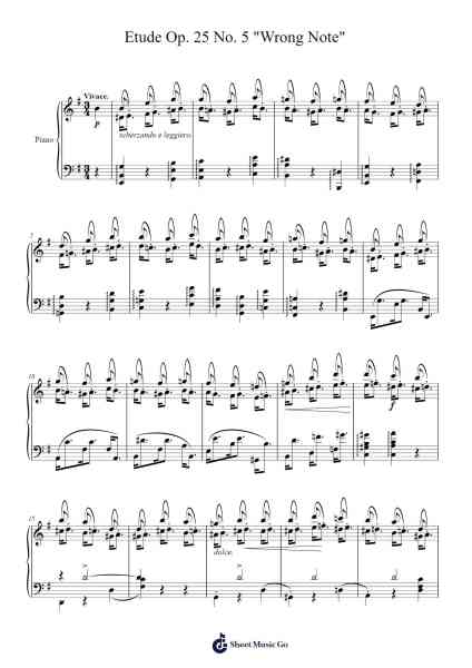 Etude Op. 25 No. 5 in G-Flat Major "Wrong Note" Sheet Music by Frédéric Chopin-Arr.Urrite