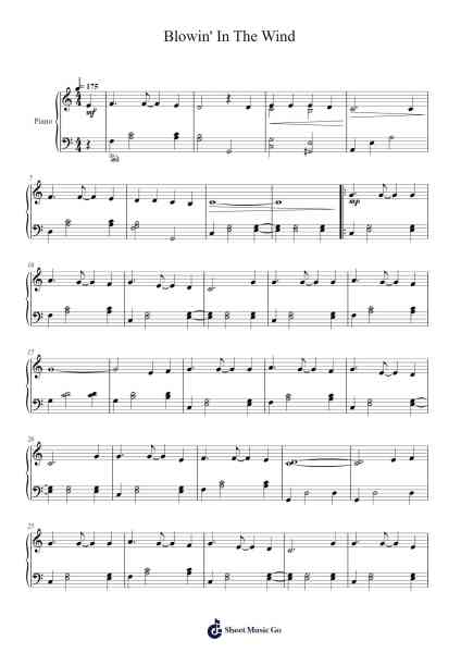 Blowin' In The Wind Sheet Music by Bob Dylan-Arr.Bonnes Junemiah