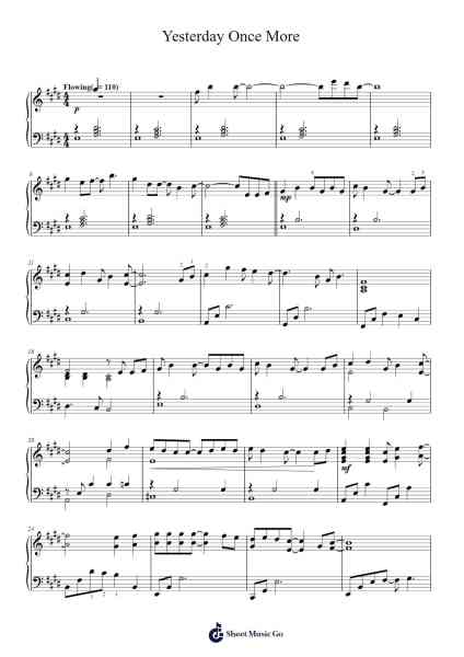 Yesterday Once More Sheet Music by The Carpenters-Arr.Funkdrich Mansbing
