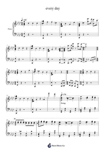 every day Sheet Music by bo en-Arr.Keatsshua Beareade