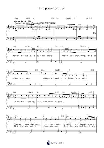 The power of love Sheet Music by Huey Lewis & The News-Arr.Juddton Mucott