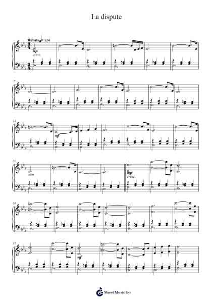 La dispute (Piano Solo) Sheet Music by Yann Tiersen-Arr.Leolop Faypys