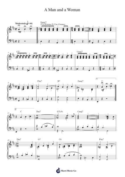 A Man and a Woman - Francis Lai (Piano Solo) Sheet Music by Francis Lai-Arr.Swinfred Clarkdiah
