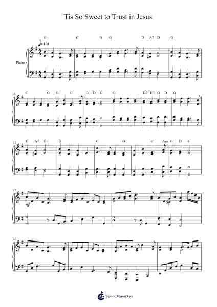 Tis So Sweet to Trust in Jesus Sheet Music by William J. Kirkpatrick-Arr.Mondlius