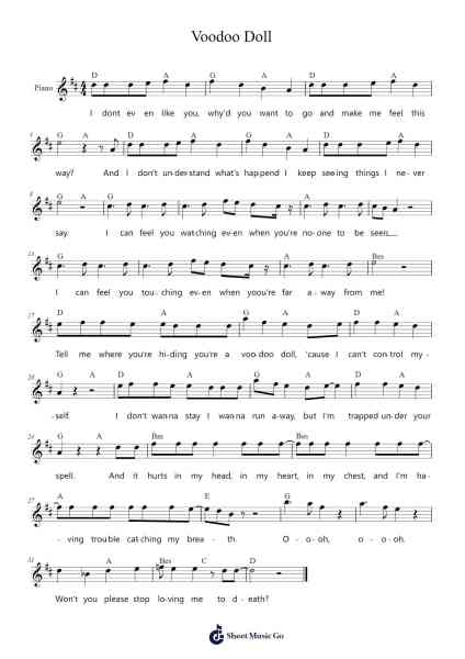 Voodoo Doll Sheet Music by 5 Seconds of Summer-Arr.Stelgil Kaycia