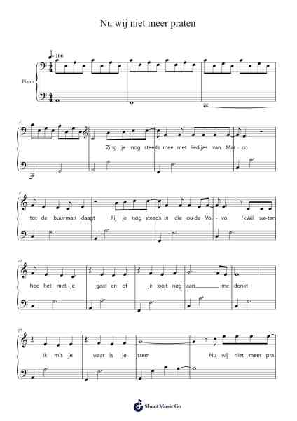 Nu wij niet meer praten Sheet Music by Pommelien en Jaap-Arr.Fasil Murseph