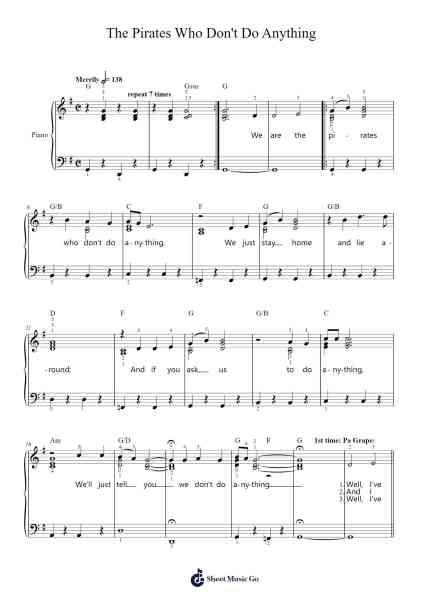 The Pirates Who Don't Do Anything Sheet Music by Poundnions-Arr.Keyjean Leighmuel