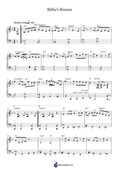 Billie's Bounce Sheet Music by Charlie Parker-Arr.Murtus Bertcrofts