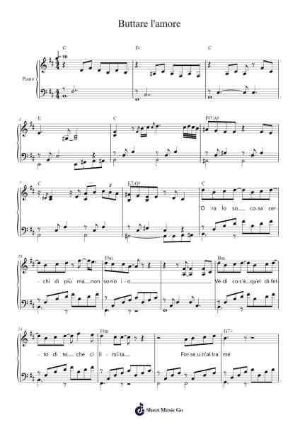 Buttare l'amore Sheet Music by Mina-Arr.Juddton Mucott