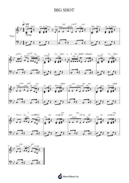 BIG SHOT Sheet Music by Chrisnise-Arr.Gracejosh