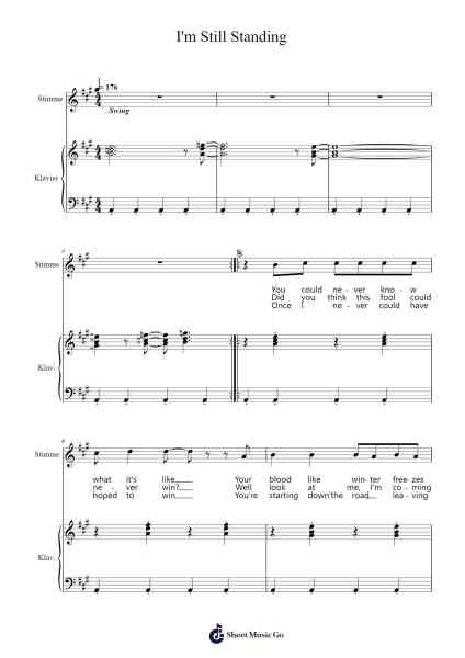 I'm Still Standing Notas de música por Elton John-Arr.Earllotte Mansnix