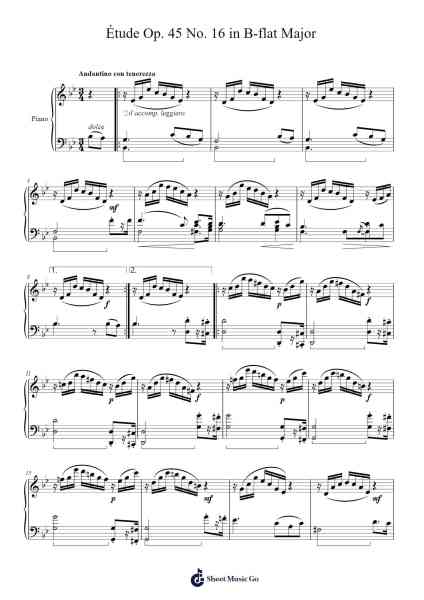 Étude Op. 45 No. 16 in B-flat Major Sheet Music by Stephen Heller-Arr.Latnence
