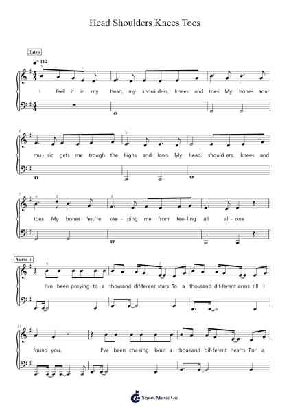 Head Shoulders Knees Toes Sheet Music by Trollcob-Arr.Woodcie Budad