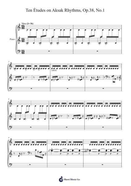 Ten Ètudes on Aksak Rhythms, Op.38, No.1 Sheet Music by Ahmed Adnan Saygun-Arr.Aslan Wordford