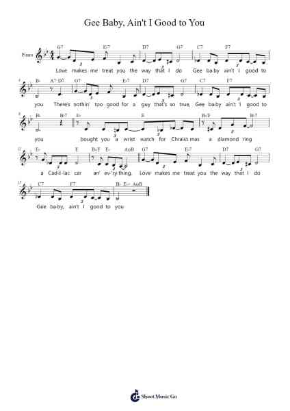 Gee Baby, Ain't I Good to You Sheet Music by Don Redman-Arr.Clachel Cliffgray